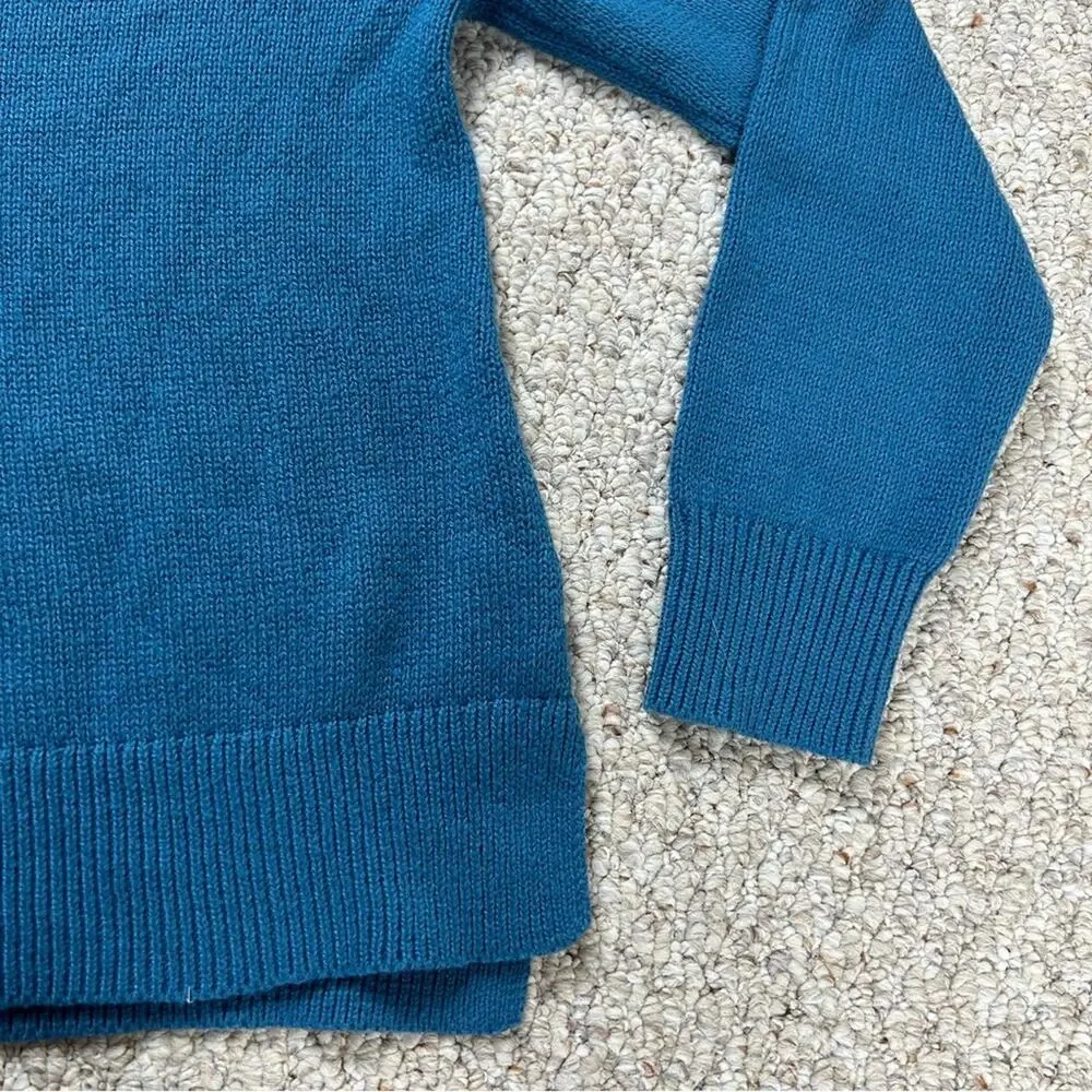 Banana Republic Crewneck Blue Sweater Mens Small Cotton Blend Split Hem